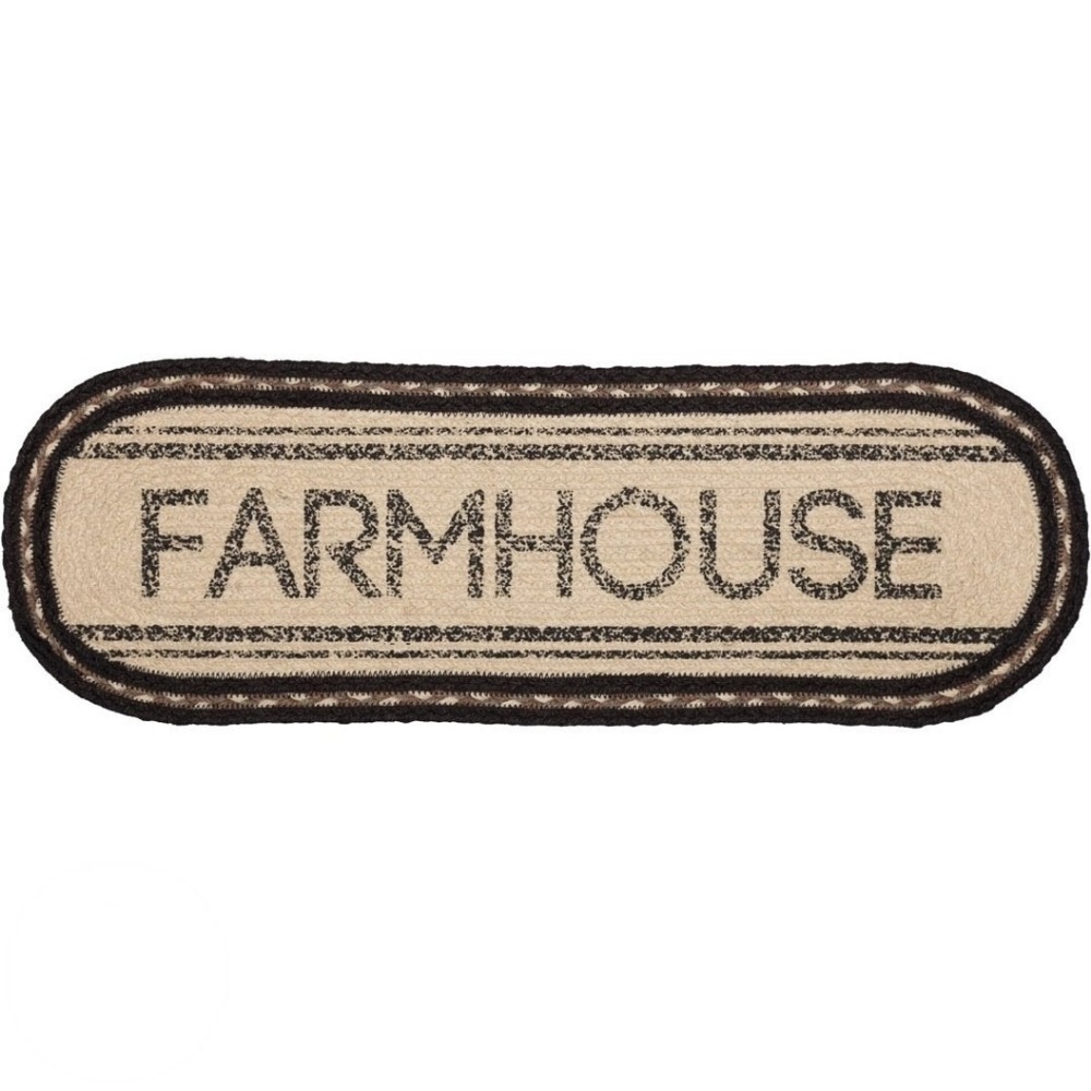 VHC Brands Farmhouse Cream Jute‎ Farmhouse Oblong Table Runner Sawyer Mills